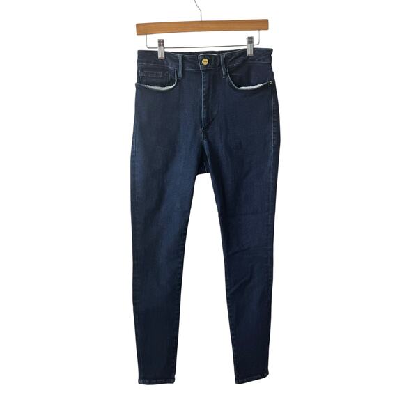 Frame Jeans Women 2 Blue Le One Skinny Dark Wash Pocket Minimal Modest Y2K - Picture 1 of 9